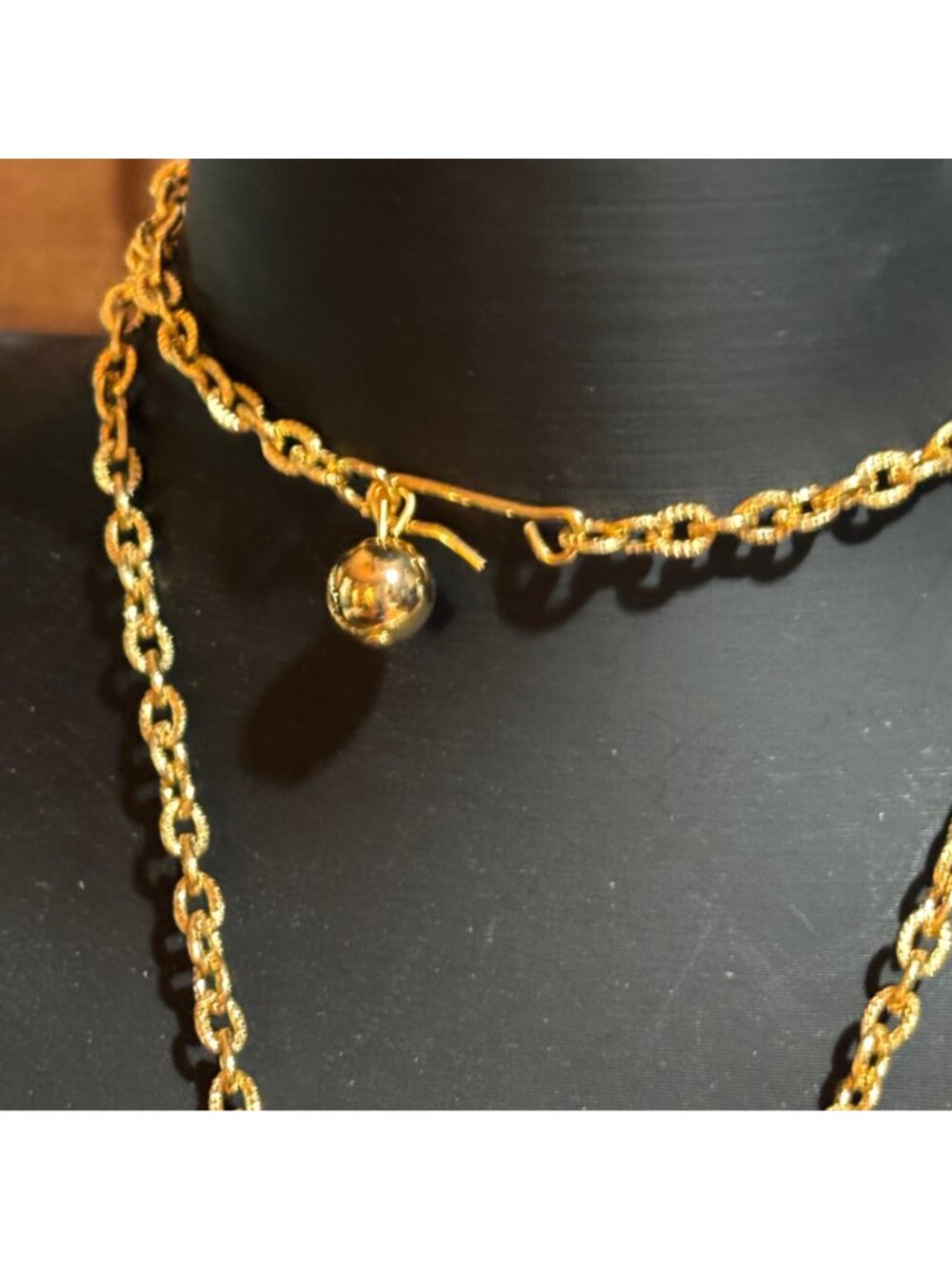 Gold Tone Green Eye Owl Pendant Necklace Long Chain Boho Hippie 1970s Statement - Picture 6 of 9